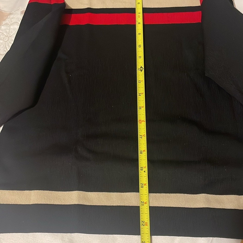Jones New York Women's Black Top with Red and Cream Stripes 000631 - Picture 6 of 11